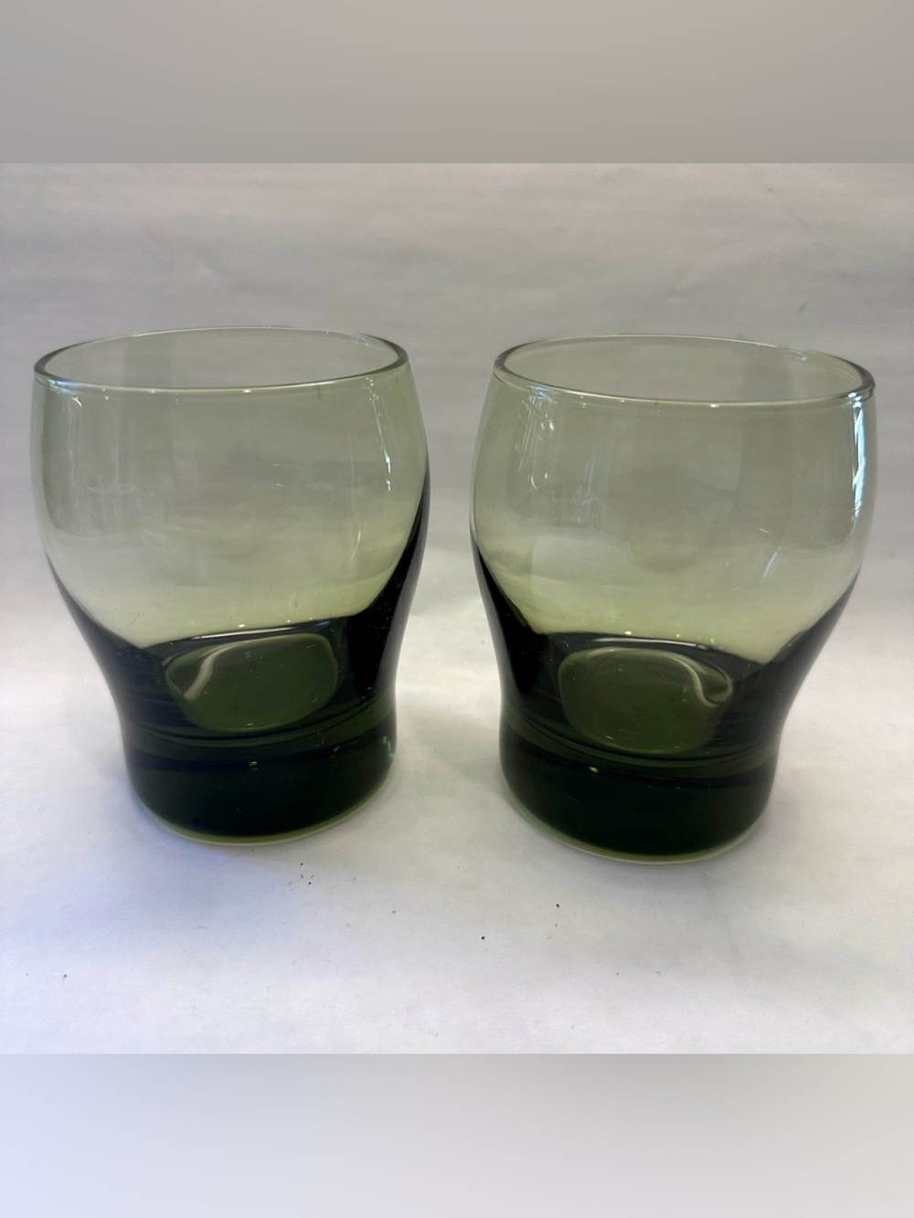 2 Libbey Perception Olive Green Double Old Fashioned Glasses 10oz Tumblers Pair